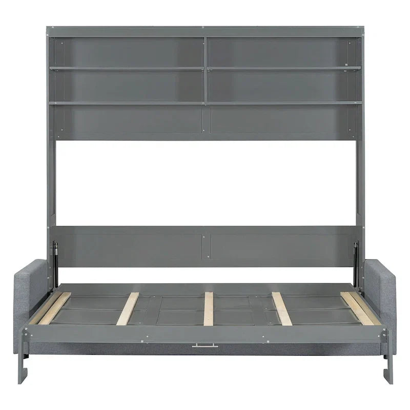 Queen Murphy Bed with Sofa - 2 - in - 1 Design, Storage Solutions & Dual - Piston Mechanism
