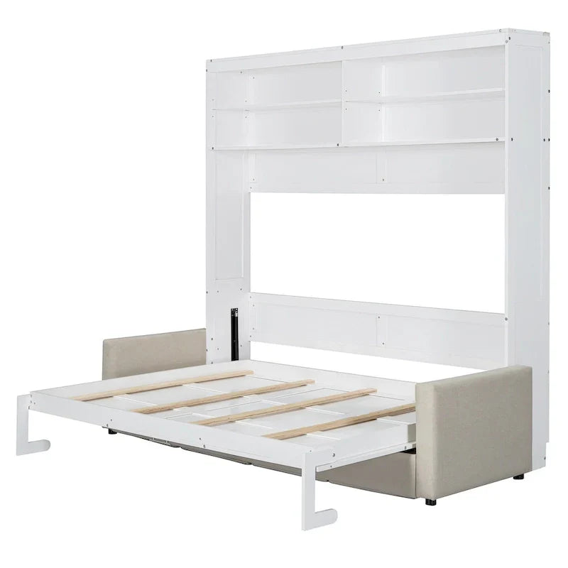 Queen Murphy Bed with Sofa - 2 - in - 1 Design, Storage Solutions & Dual - Piston Mechanism