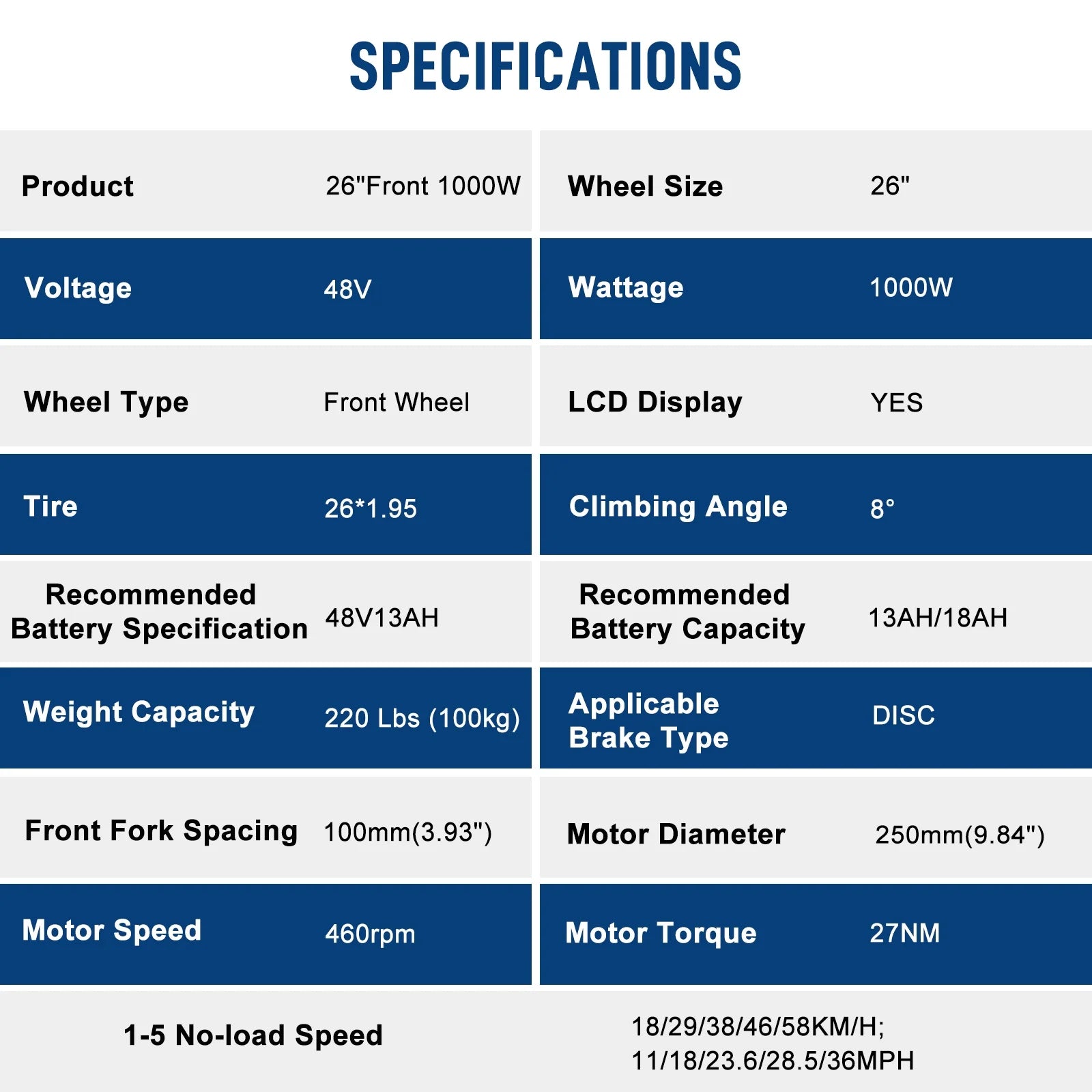 Ktaxon 48V 1000W Electric Bicycle Motor Kit, 26" Front Wheel E - Bike Conversion Kit W/ LCD Display (without Battery)