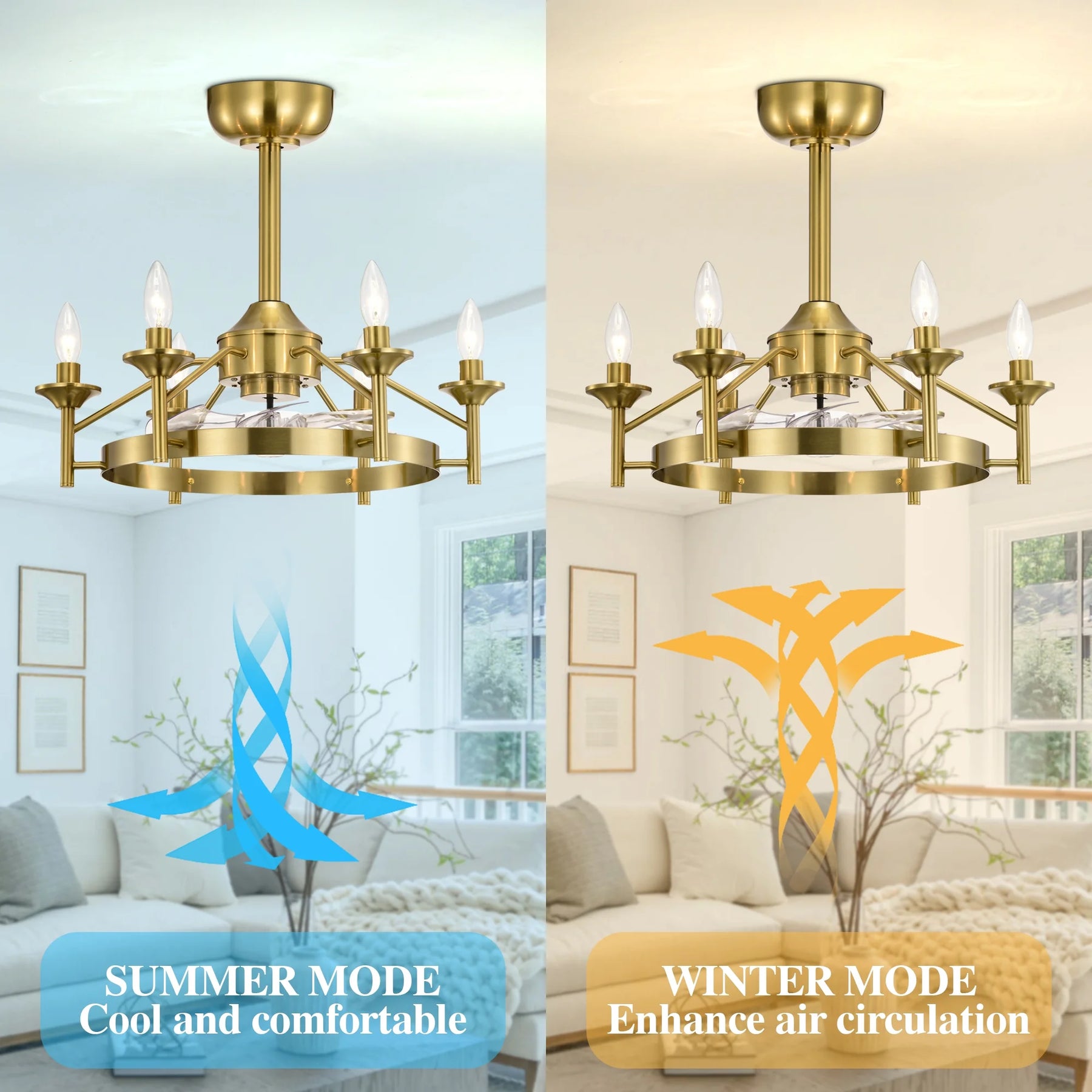 Maxax Candlestick Ceiling Fan with Light, 21" White Vintage Ceiling Fan with Remote Control, 6 Speeds Reversible Timing Ceiling Fan