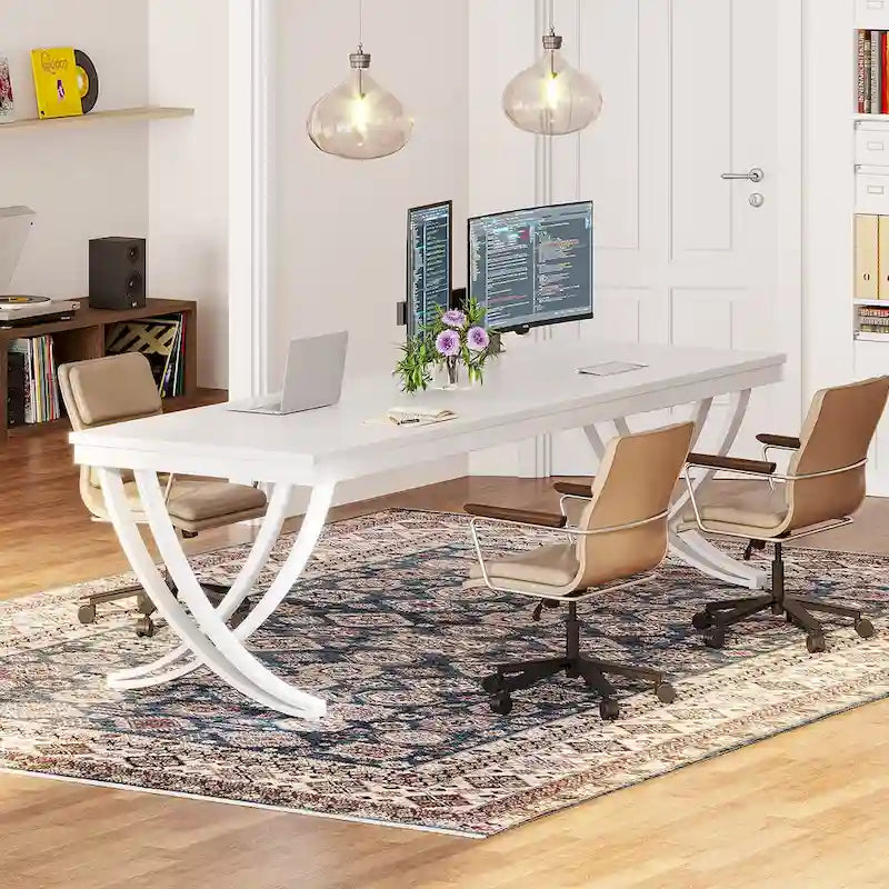 78.74 - Inch Extra Long Double Computer Desk with Stylish Metal Legs for Home Office