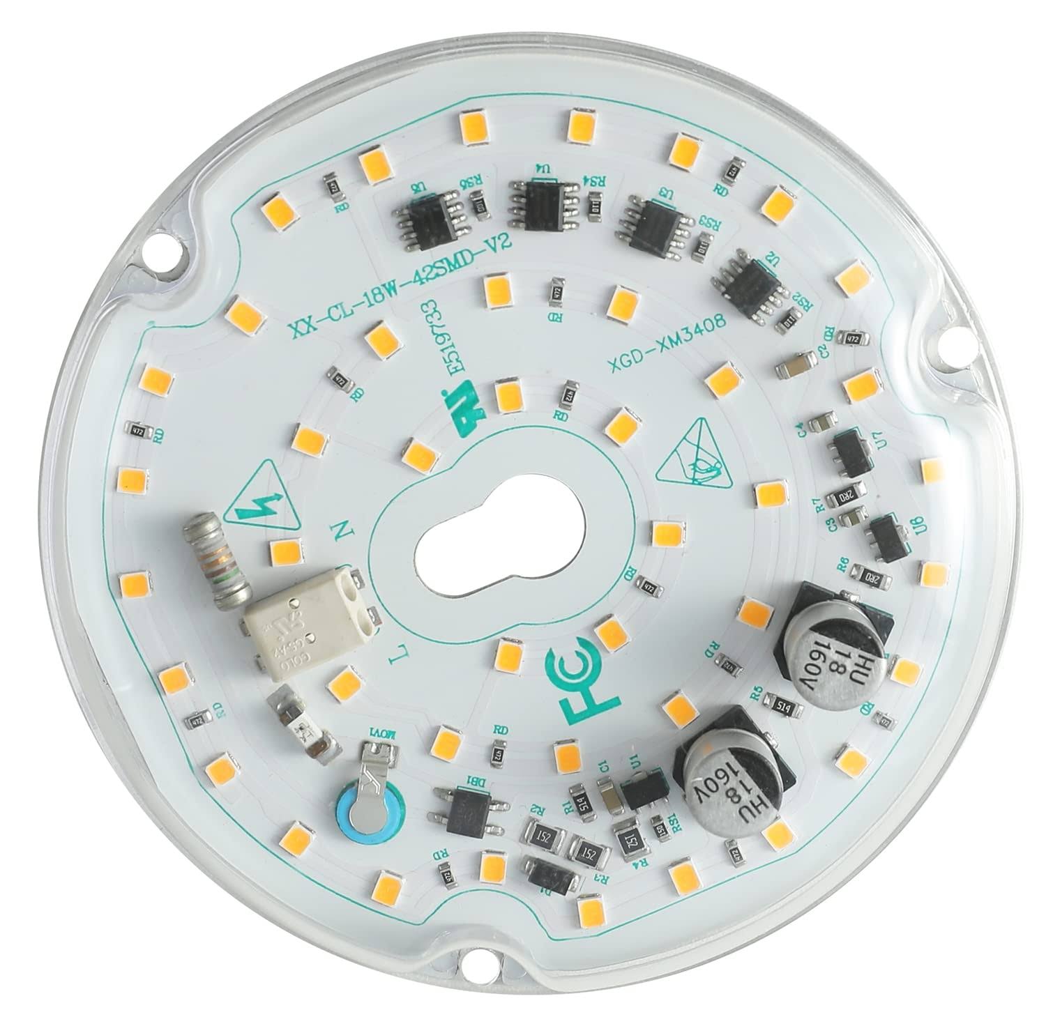 Ledytech 3.93'' Retrofit Light Kit for Ceiling Flush Light Ceiling Fan Light Replacement Panel PCB 18W 3000K 6000K 1800Lm 120V CRI90 Dimmable (White