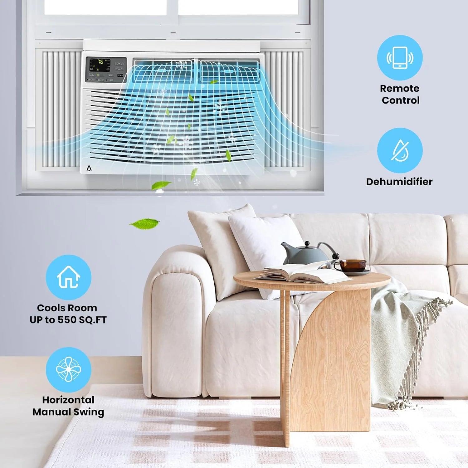 M Optimized 12000BTU Window Air Conditioner with Wi - Fi Enabled, Remote Control, Air Conditioner Window Unit Cooling up to 550sq.ft, 115V Window AC