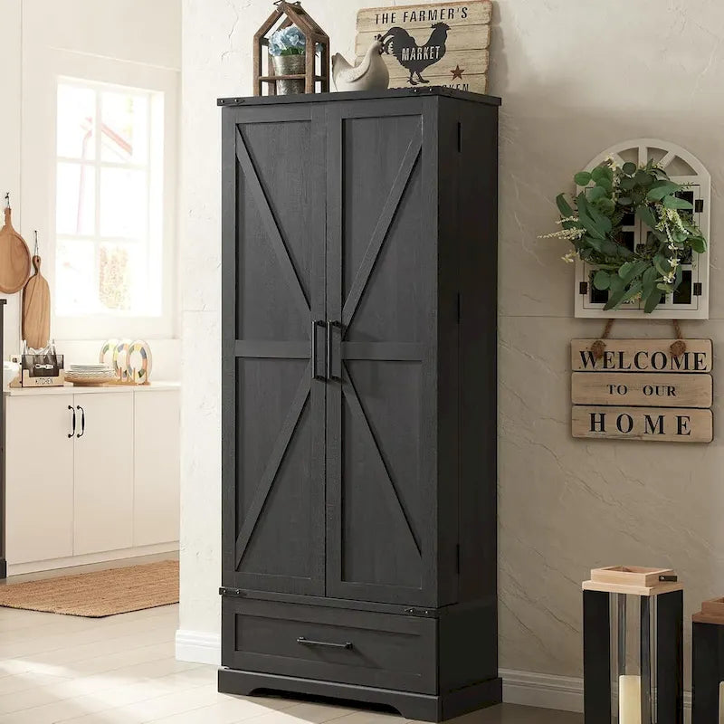 72 - Inch Tall Farmhouse Kitchen Pantry Cabinet - Stylish Storage Cupboard