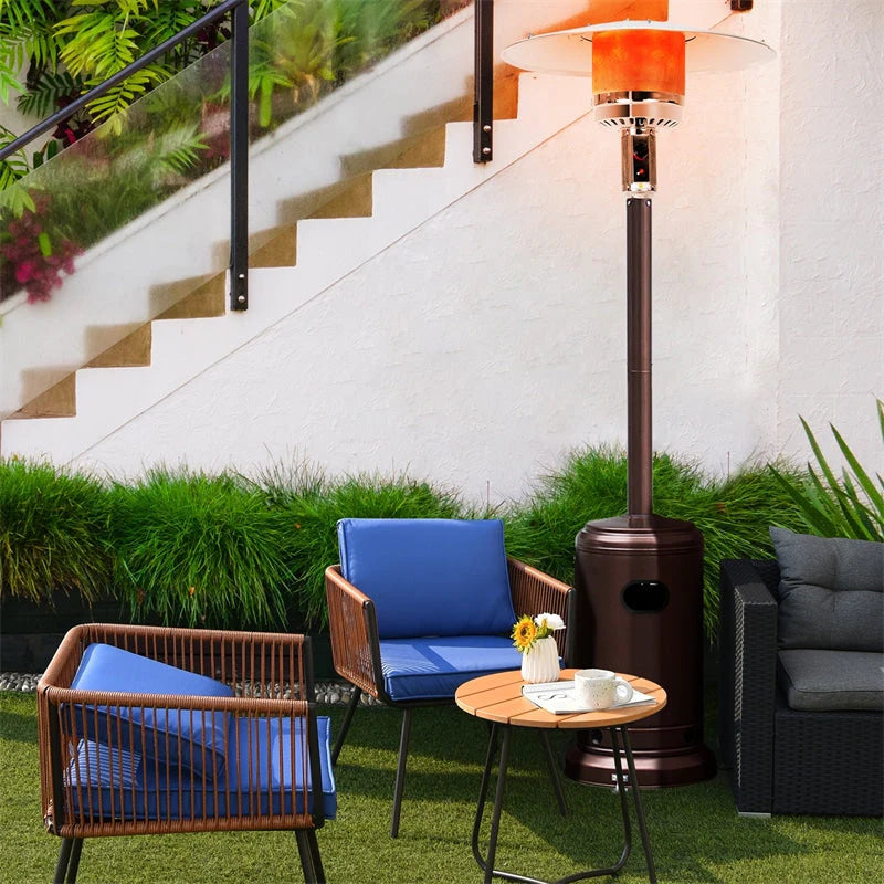 50,000 BTU Propane Patio Heater, Standing Stainless Steel Outdoor Heater with Wheels, Triple Protection, CSA Certified for Deck & Commercial