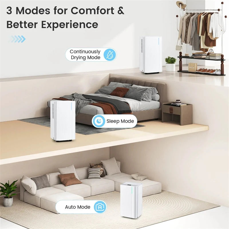 32 Pint Dehumidifier with 3.3FT Drain Hose, 24H Timer & 3 - Color Indicator, 2000 Sq.Ft Portable Dehumidifier for Basement, Bedroom, Bathroom