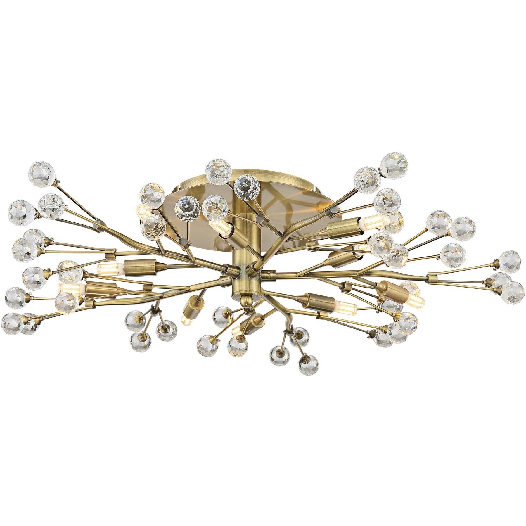 Possini Euro Design Ceiling Light Semi Flush Mount Fixture LED Brass 27 1/2" Wide 10-Light Crystal Berry for Living Room