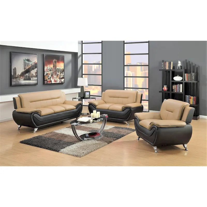 3 Piece Living Room Sofa Set with Upholstered Seating and Modern Design