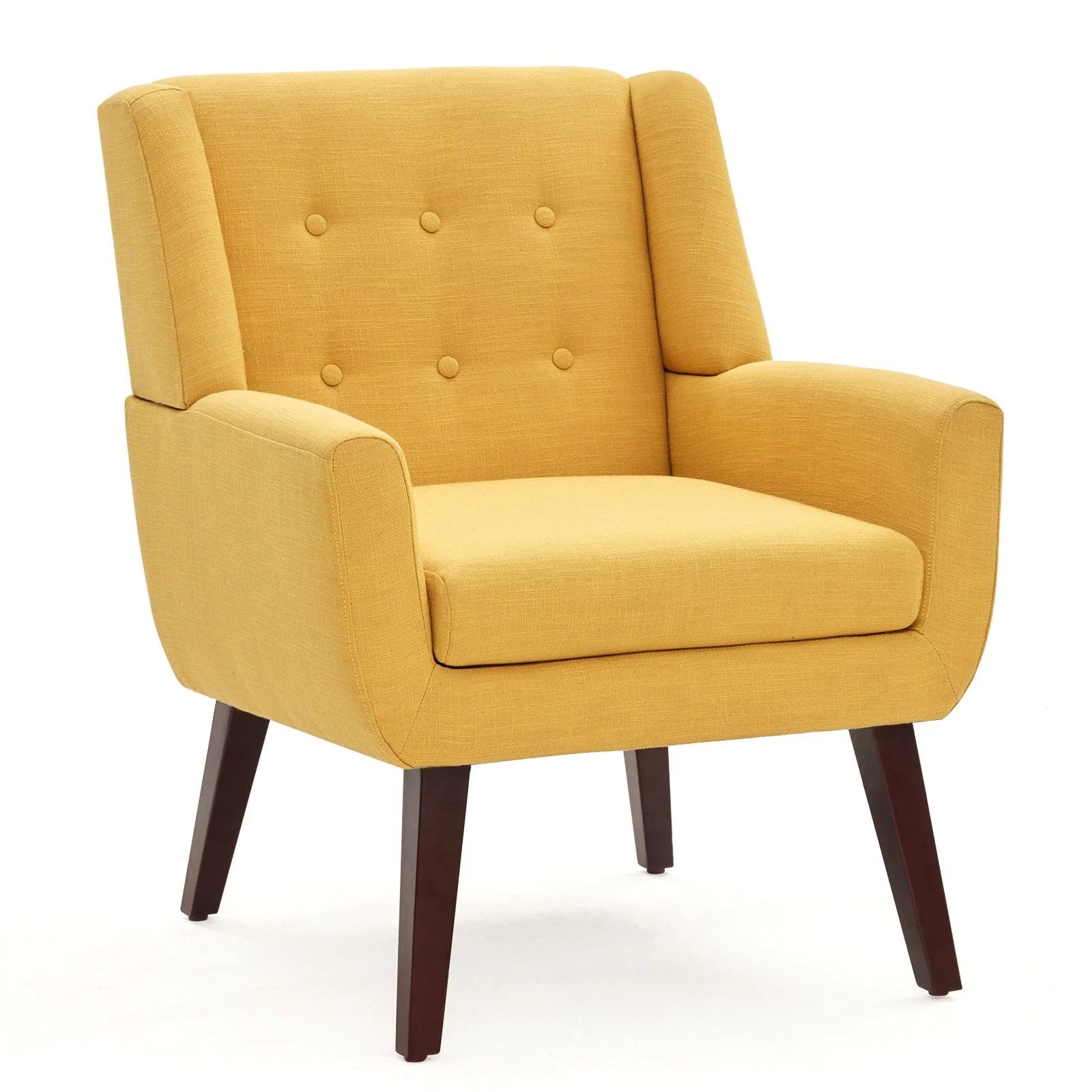 HUIMO Accent Chair, Button Tufted Upholstered Living Room Chairs, Mid Century Modern Comfy Reading Chairs for Bedroom, Living Room, Beige