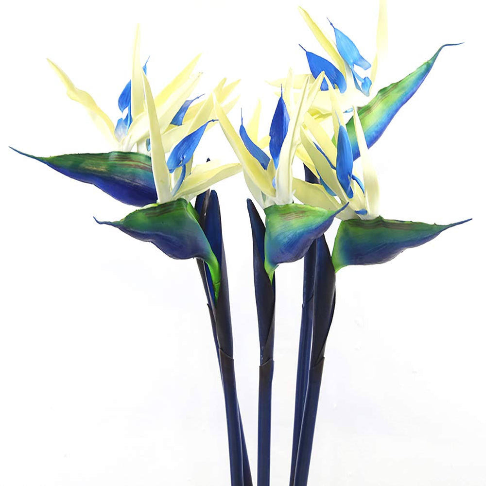 Warmter 32.5 inch Large Elegant Bird of Paradise Artificial Flower for Home Office 3 Pcs (Blue)