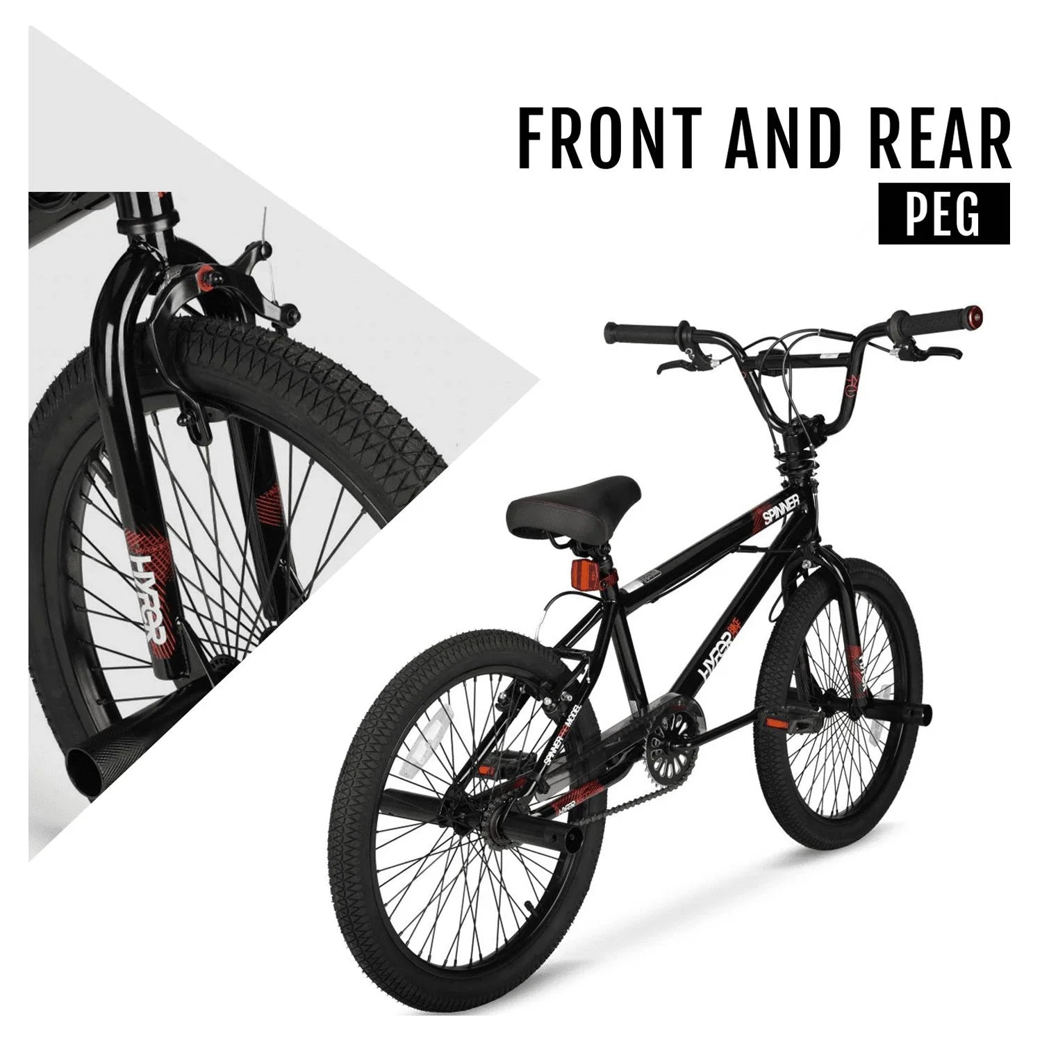 20" Hyper Bicycles Boy'S Spinner BMX Bike for Kids, Black, Age Group 8 to 13, Child, Tween