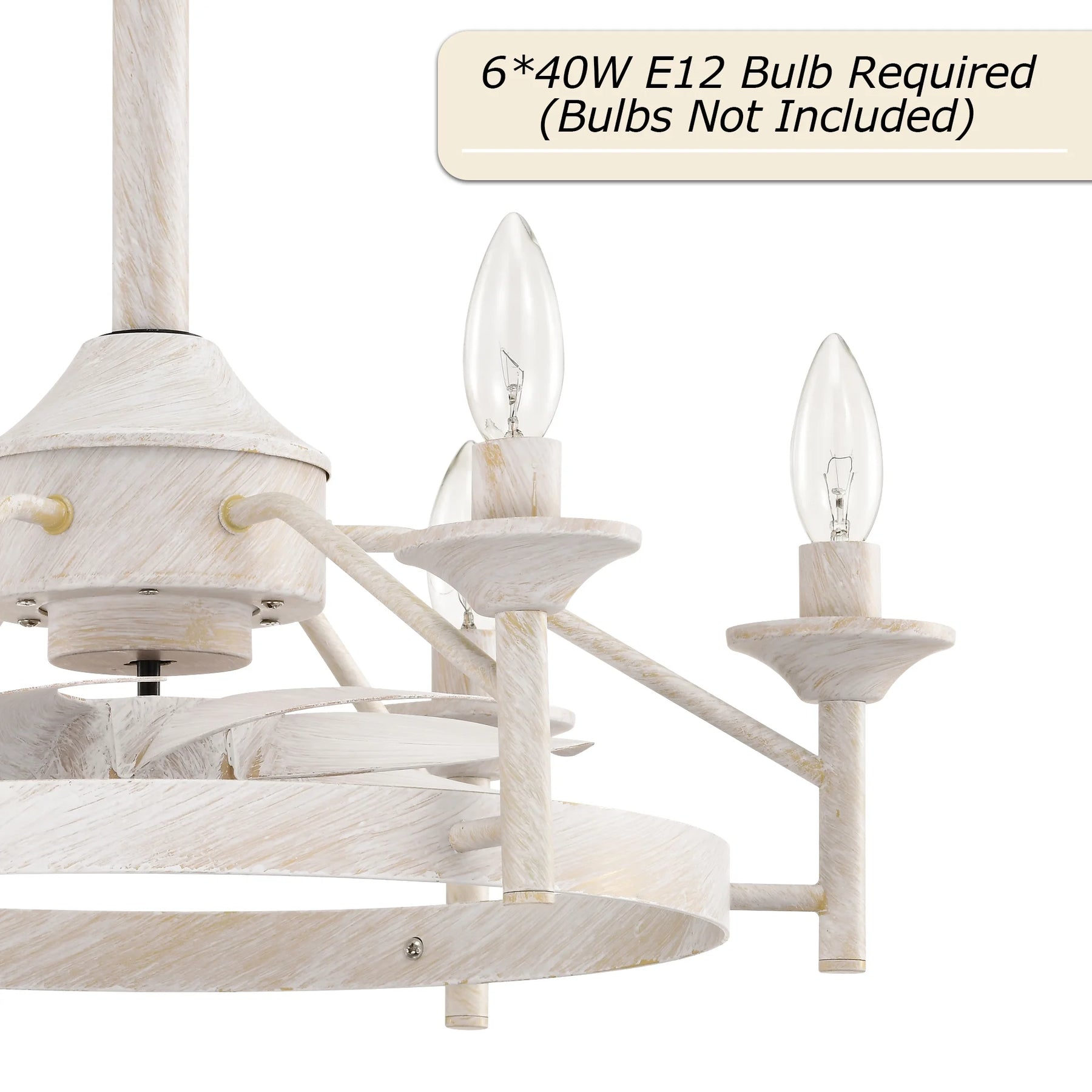 Maxax Candlestick Ceiling Fan with Light, 21" White Vintage Ceiling Fan with Remote Control, 6 Speeds Reversible Timing Ceiling Fan