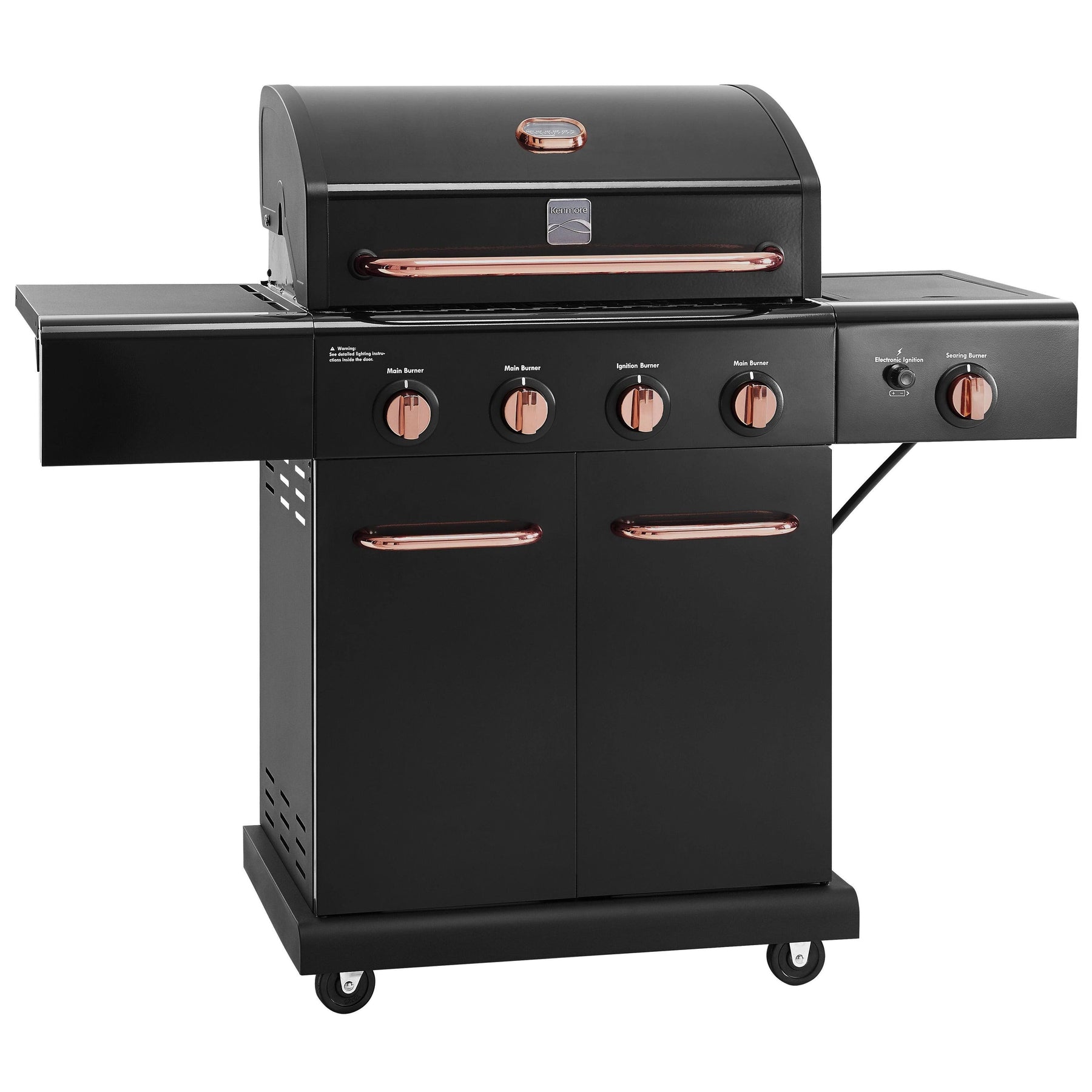 Kenmore 4 Burner with Searing Side Burner Propane Gas Grill in Black with Copper Accents